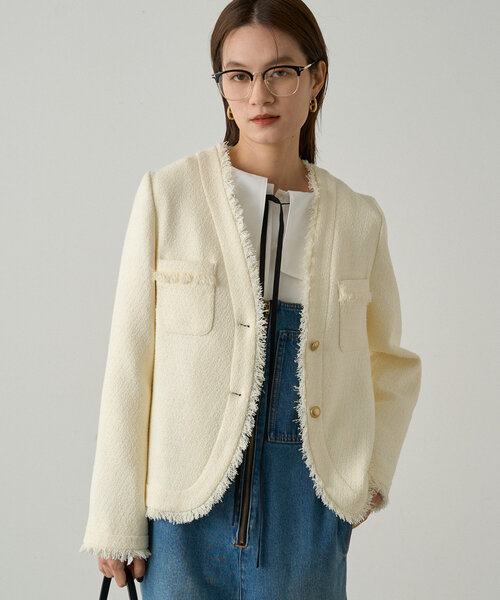Loungedress（ラウンジドレス） ツイードジャケット FREE オフホワイト