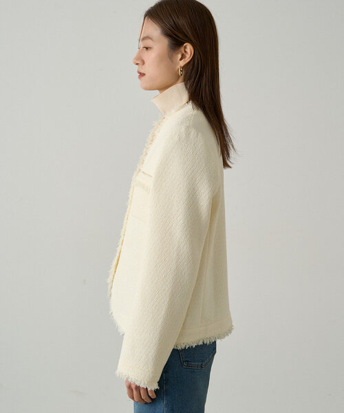 ラウンジドレス ツイードジャケット オフホワイト F Loungedress（ラウンジドレス） ツイードジャケット FREE オフホワイト