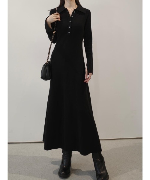 新品未使用タグ付き ANN DEMEULEMEESTER ロングスリーブドレス amel（エイメル） ワンピース ポロネックスリットスリーブドレス