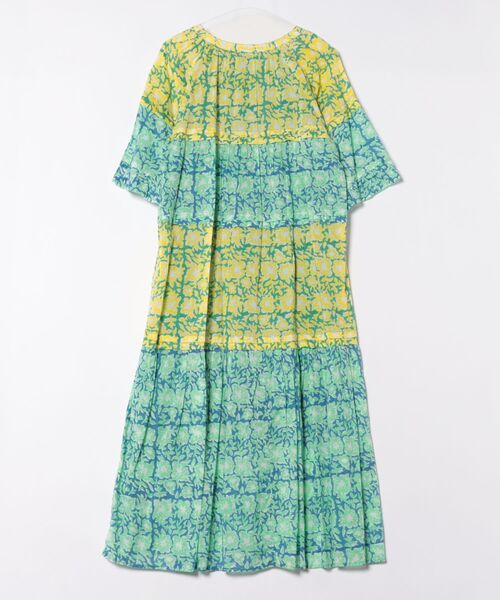 【新品未使用品】Sara mallika サラマリカ ワンピース 黄 総柄 sara mallika（サラ マリカ） 7分袖ワンピース S イエロー レディース