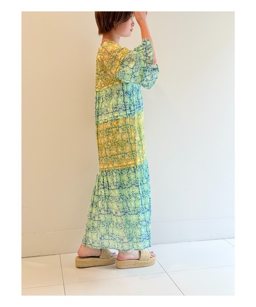 「sara mallika」 7分袖ワンピース S イエロー レディース_画像3