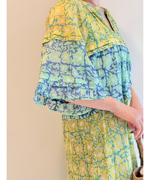 sara mallika（サラ マリカ） 7分袖ワンピース S イエロー レディース