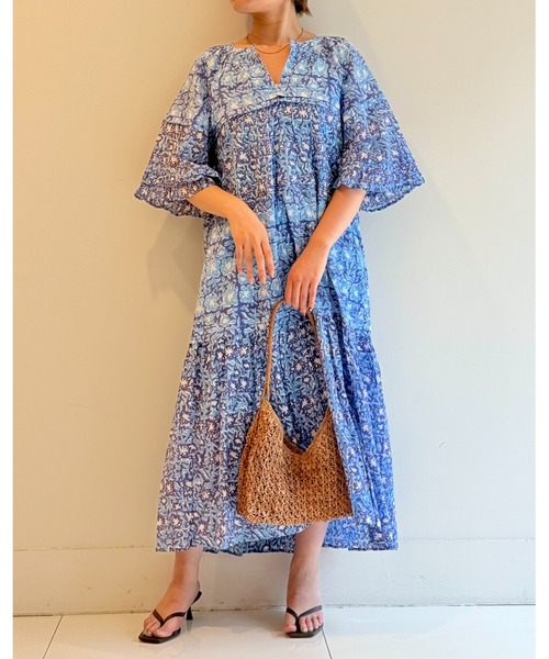 sara mallika（サラ マリカ） 7分袖ワンピース S イエロー レディース