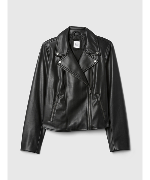 GAP ブラックレザー ライダースジャケット GAP（ギャップ） ライダースジャケット L ブラック レディース