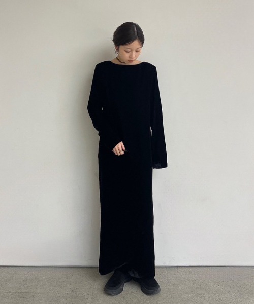 anuke 25AW Velour Pencil Onepiece ブラック38 ànuke online store（アンヌーク） / Velour Pencil OnepieceVelour