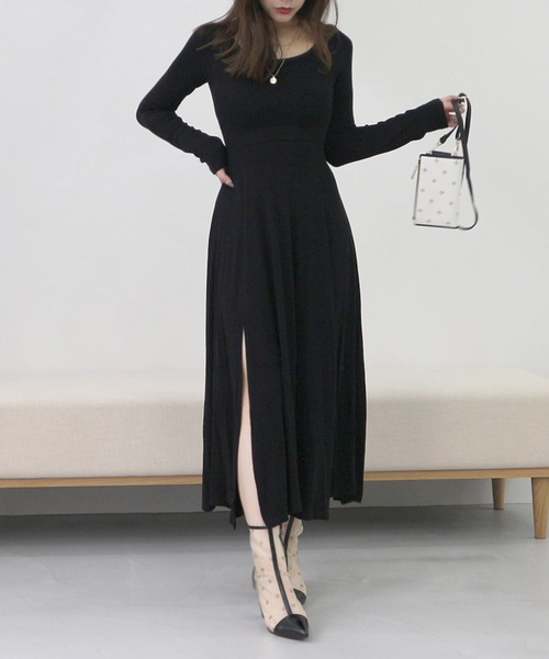 「ROYAL PARTY」 ニットワンピース SHORT ブラック レディース_画像9