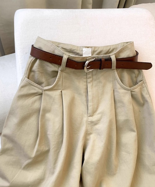 ワイドパンツ チノパン タック入りチノパンツ レディース : ZOZOTOWN