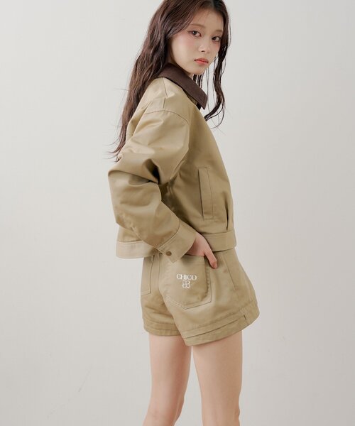 Chico（チコ） コート アウター 「セットアップ対応」襟配色ジップ