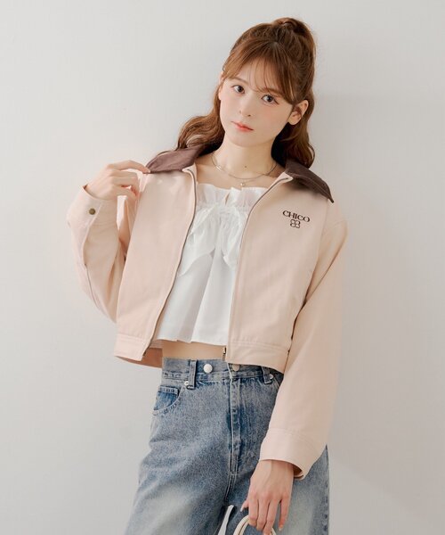 ジャケット&コート[ちゃこ］ Chico（チコ） コート アウター 「セットアップ対応」襟配色ジップ
