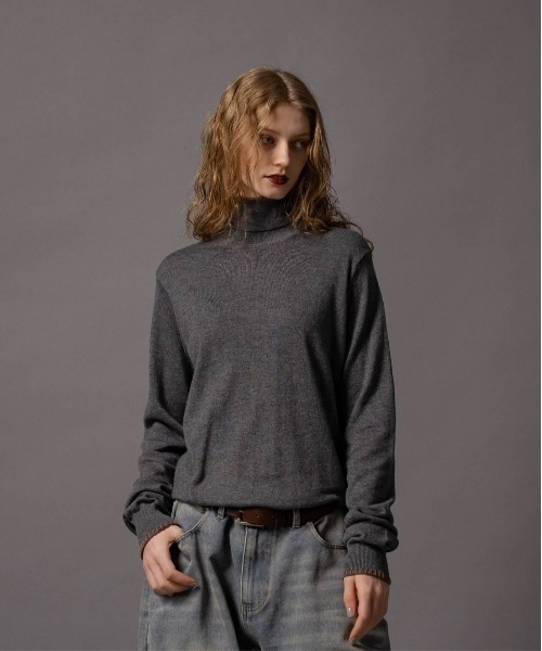 CIVVY. tシャツ Contrast Stitch Turtleneck - コントラストステッチ 