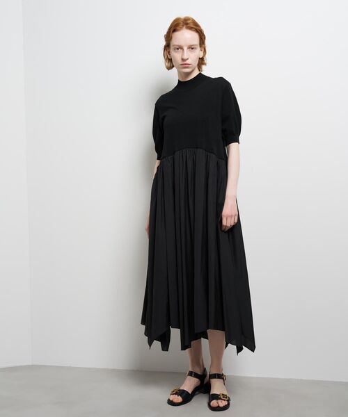 LANVIN en Bleu ワンピース 半袖 ニットドッキングワンピース