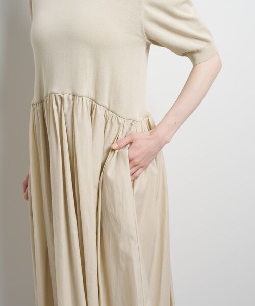 LANVIN en Bleu ワンピース 半袖 ニットドッキングワンピース