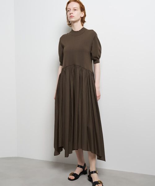 LANVIN en Bleu ワンピース 半袖 ニットドッキングワンピース