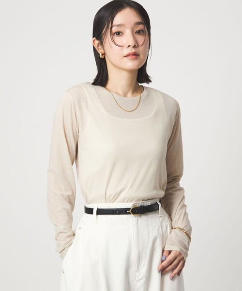 【新品未使用】ロゴ シアー　グレー　トップス ロンT green label relaxing（グリーンレーベルリラクシング） tシャツ 「WEB