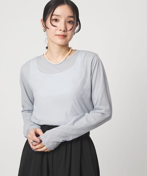 【新品未使用】ロゴ シアー　グレー　トップス ロンT green label relaxing（グリーンレーベルリラクシング） tシャツ 「WEB