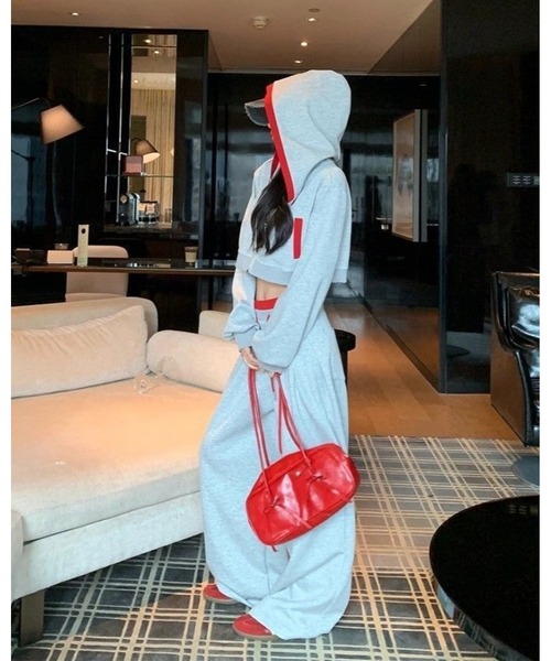inst.ALL セットアップ クロップド丈配色パーカー×パンツSET