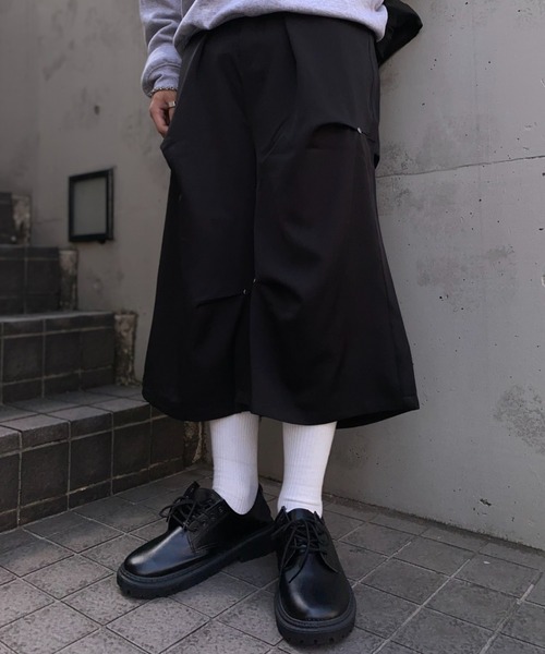 lilful ハーフパンツ スラックス 「26年春夏新作」タックワイド七分丈