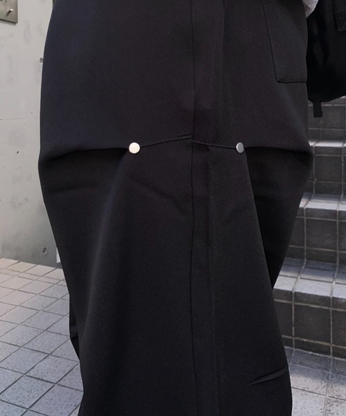 lilful ハーフパンツ スラックス 短パン タックワイド七分丈スタッズ