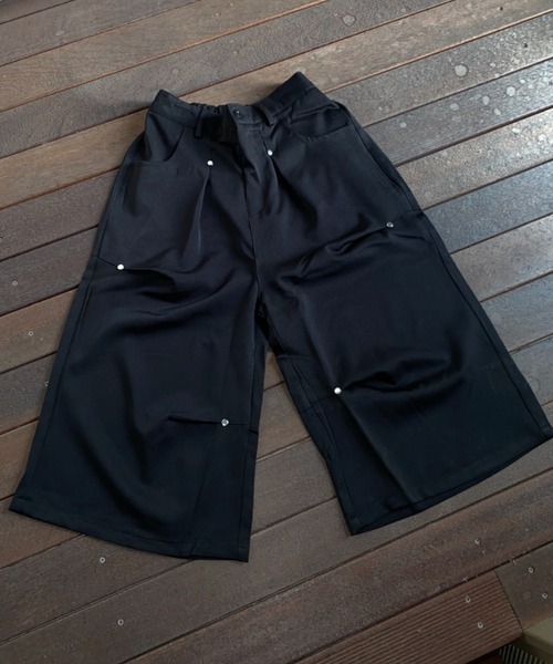 lilful ハーフパンツ スラックス 「26年春夏新作」タックワイド七分丈