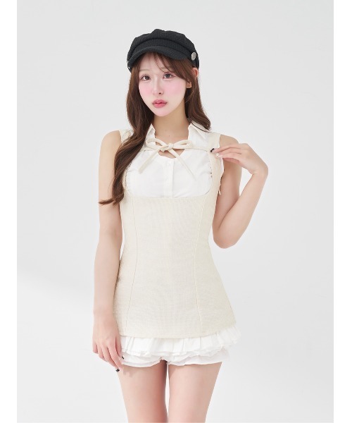 Darich ダーリッチ クラシカルドッキングフリルミニワンピース ホワイト クラシカルドッキングフリルミニワンピース – Darich