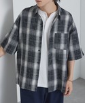 シャツ 半袖 ヴィンテージ加工 オンブレチェッ...の詳細画像1