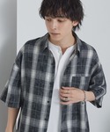 シャツ 半袖 ヴィンテージ加工 オンブレチェッ...の詳細画像2