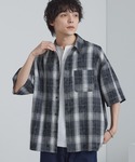 シャツ 半袖 ヴィンテージ加工 オンブレチェッ...の詳細画像3