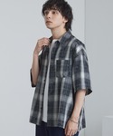 シャツ 半袖 ヴィンテージ加工 オンブレチェッ...の詳細画像4
