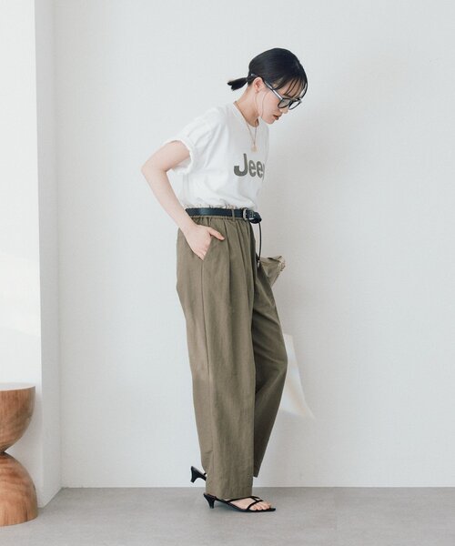 ワイドパンツ パンツ 「撥水」コットンライクイージーパンツ レディースの画像
