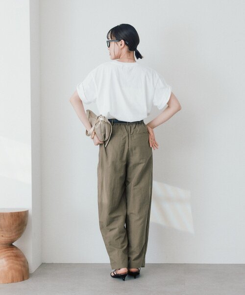 ワイドパンツ パンツ 「撥水」コットンライクイージーパンツ レディースの画像