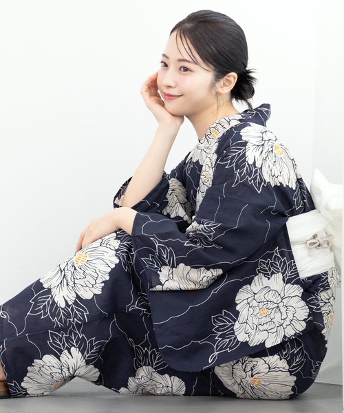 浴衣 誰でも簡単キレイに決まる！ ニュアンスカラー浴衣2点セット（浴衣・兵児帯） レディースの画像
