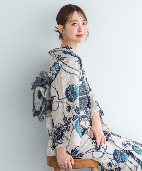 浴衣 誰でも簡単キレイに決まる！ ニュアンスカラー浴衣2点セット（浴衣・兵児帯） レディースの画像