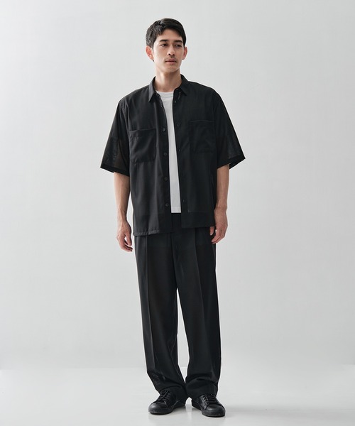 スラックス 「ATON / エイトン」別注TWIST WOOL GAUZE TWO TUCKED EASY PANTS メンズの画像