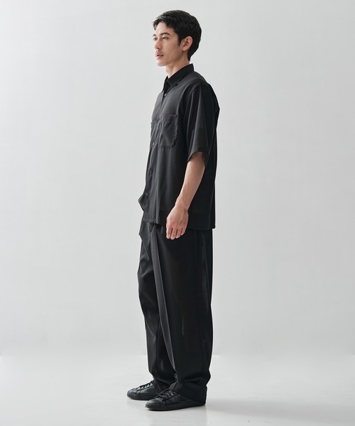 スラックス 「ATON / エイトン」別注TWIST WOOL GAUZE TWO TUCKED EASY PANTS メンズの画像