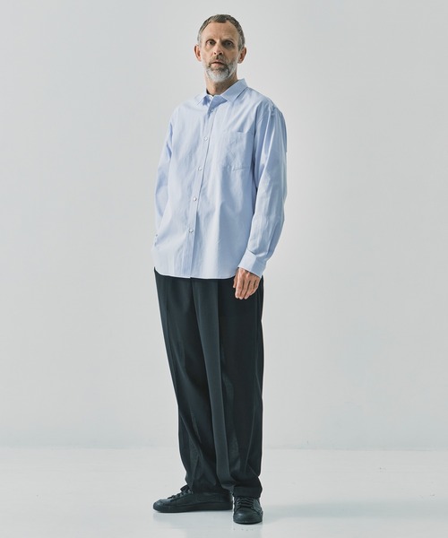 スラックス 「ATON / エイトン」別注TWIST WOOL GAUZE TWO TUCKED EASY PANTS メンズの画像