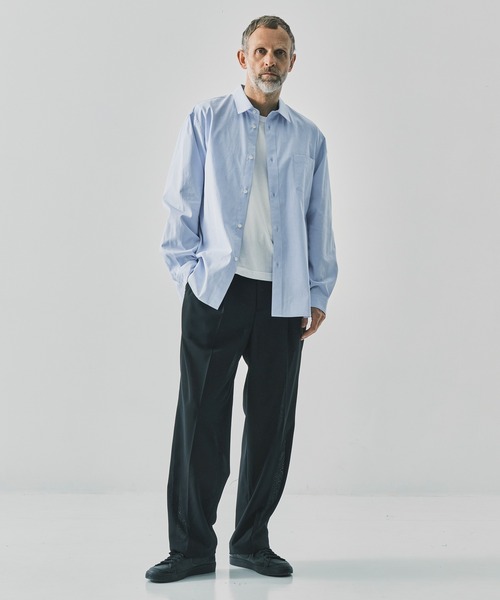 スラックス 「ATON / エイトン」別注TWIST WOOL GAUZE TWO TUCKED EASY PANTS メンズの画像