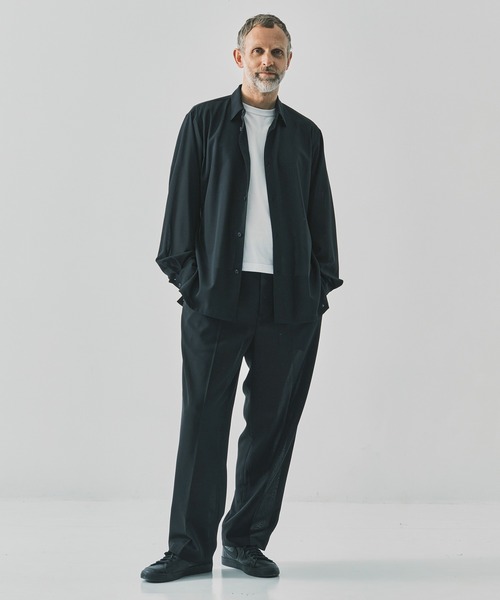 スラックス 「ATON / エイトン」別注TWIST WOOL GAUZE TWO TUCKED EASY PANTS メンズの画像