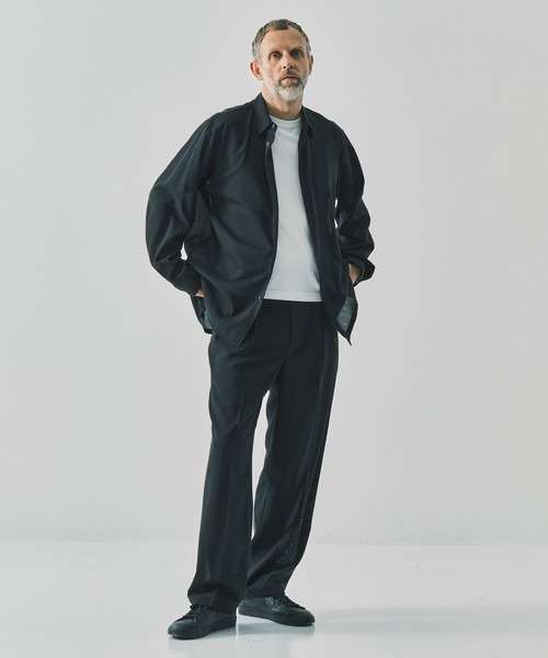 スラックス 「ATON / エイトン」別注TWIST WOOL GAUZE TWO TUCKED EASY PANTS メンズの画像
