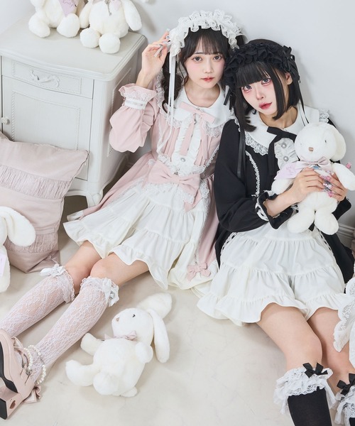「DearMyLove」 長袖ワンピース MEDIUM ベビーピンク レディース_画像9