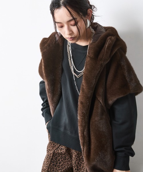 CHIC STYLE（シックスタイル） ベスト ジレ フェイクファーベスト 