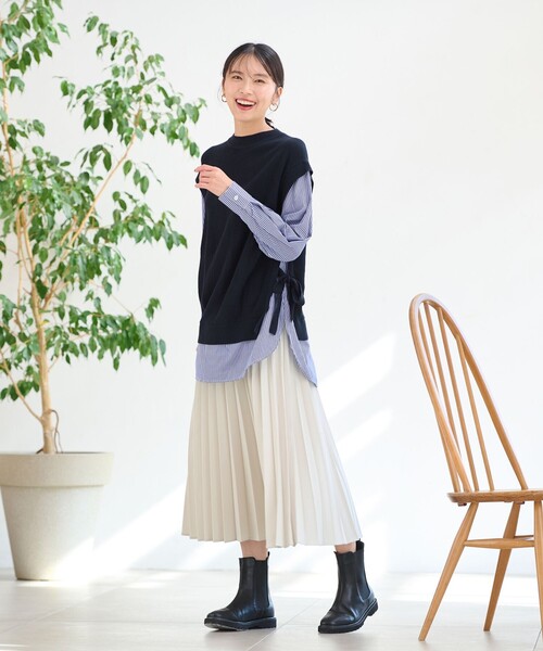 「ANY」 プリーツスカート 4 ネイビー レディース_画像6