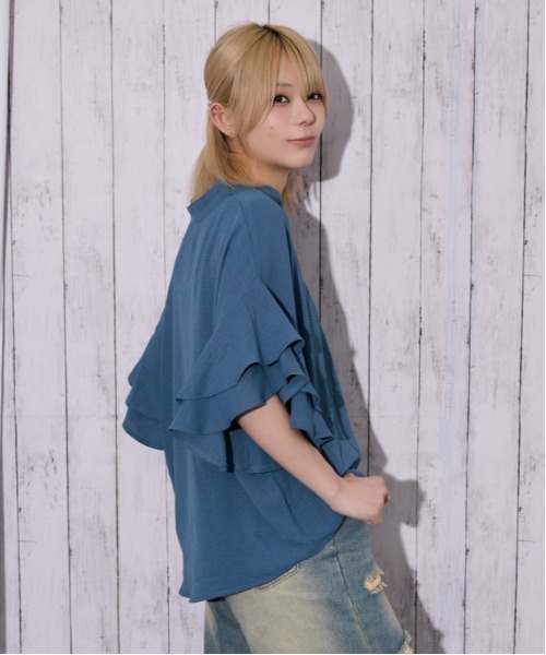ブラウス シャツ 「袖フリル・抜け感」カットスキッパーシャツ／フェミニン×ナチュラル／春夏／全4色 レディース | ブランド登録なし | 12