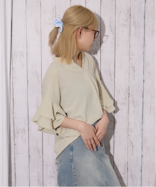 ブラウス シャツ 「袖フリル・抜け感」カットスキッパーシャツ／フェミニン×ナチュラル／春夏／全4色 レディース | ブランド登録なし | 16