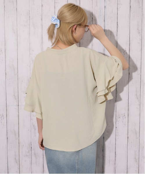 ブラウス シャツ 「袖フリル・抜け感」カットスキッパーシャツ／フェミニン×ナチュラル／春夏／全4色 レディース | ブランド登録なし | 17