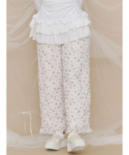 パンツ flower padded pants レディース