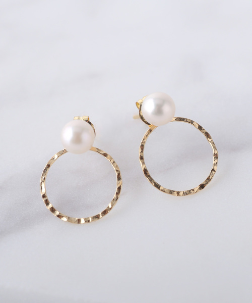 未使用品】SIENA ROSE パールとフープの3WAYピアス K18 YG｜◎未