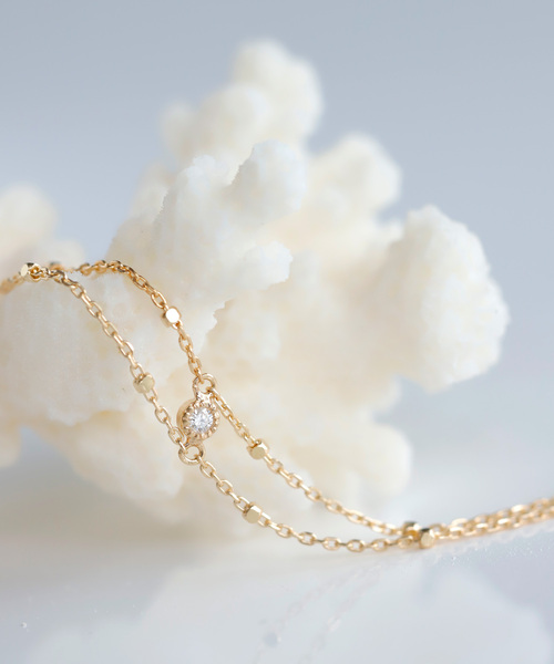 SIENA ROSE ダイヤブレスレット SIENA ROSE ブレスレット 一粒ダイヤの2連風ブレスレット