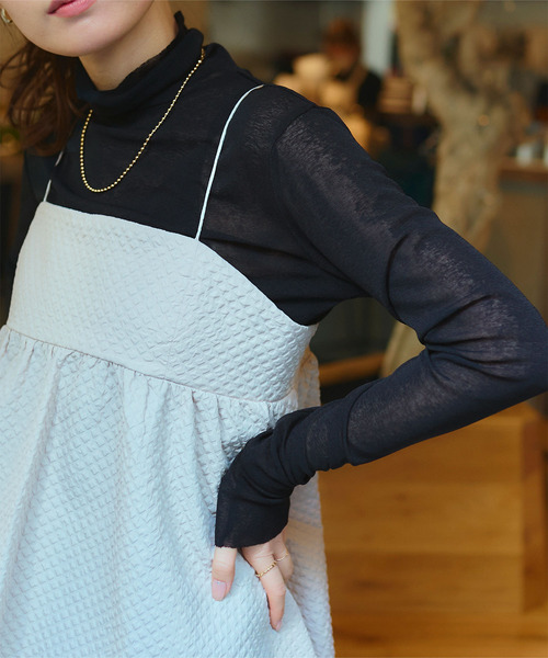 titivate tシャツ カットオフシアーハイネックカットソー