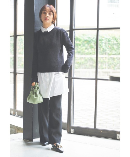 ニット セーター パフスリーブコンパクトプルオーバー レディース miniministore ニット セーター ニットセーターパフスリーブ