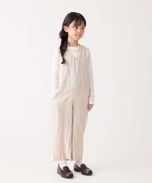 ARCH & LINE サロペット オーバーオール リネン混 Vネック